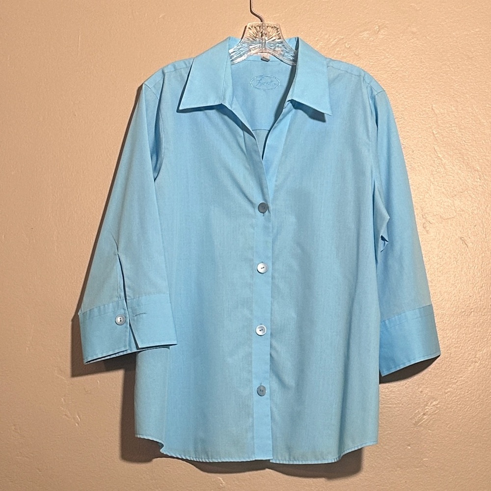 Foxcroft Light Blue Button-Up Shirt